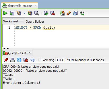 Error message in Oracle
