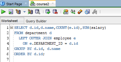 Oracle SQL Outer Join example